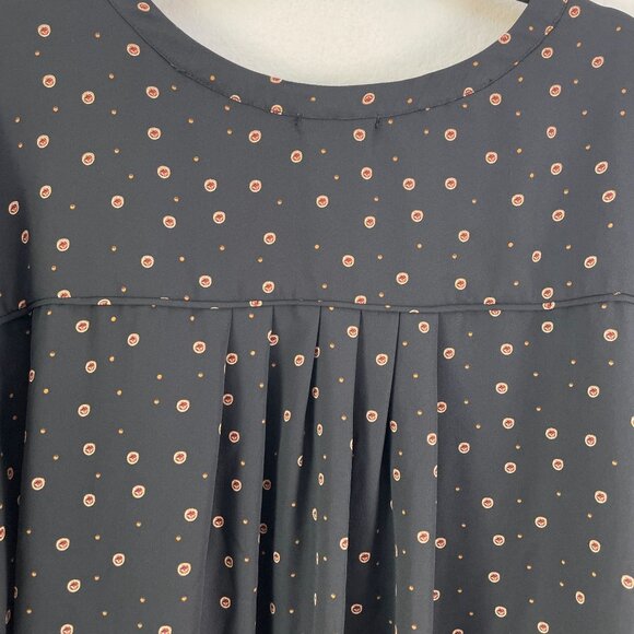 Pleione Womens Plus 3X Blouse Polka Dot Long Sleeve Tunic Top Pleated Back - Picture 10 of 10